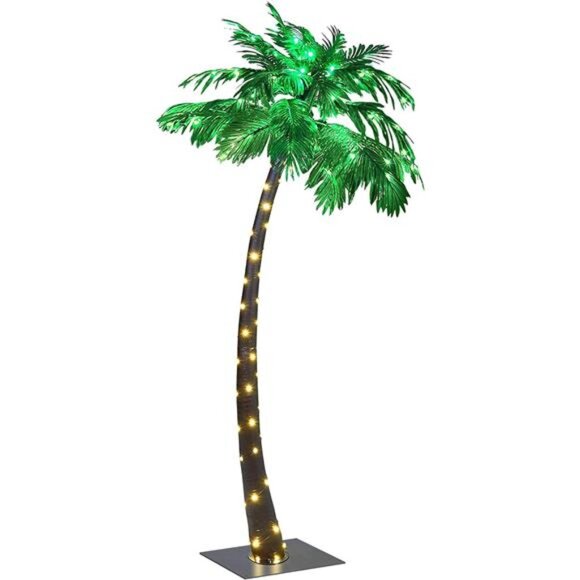 Lighted Palm Tree, Large, 7-Feet,Green